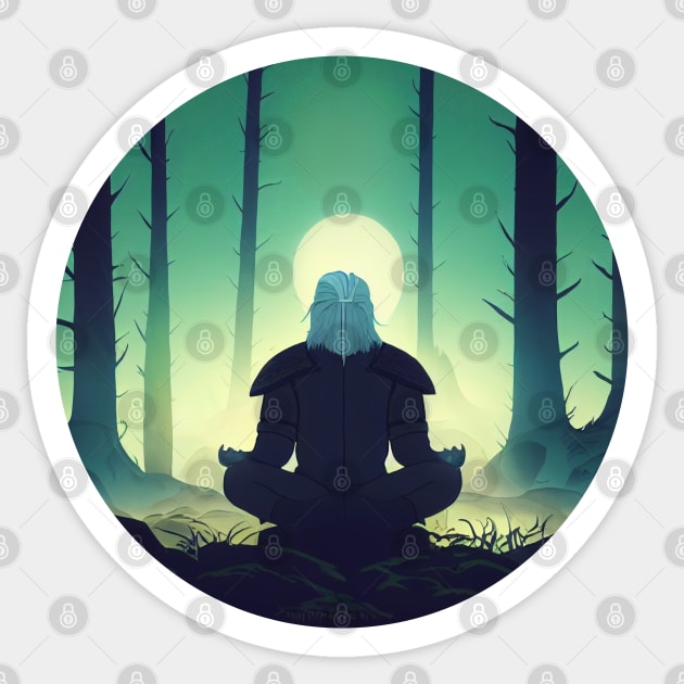 Meditating - Fantasy - Witcher Sticker by Fenay-Designs